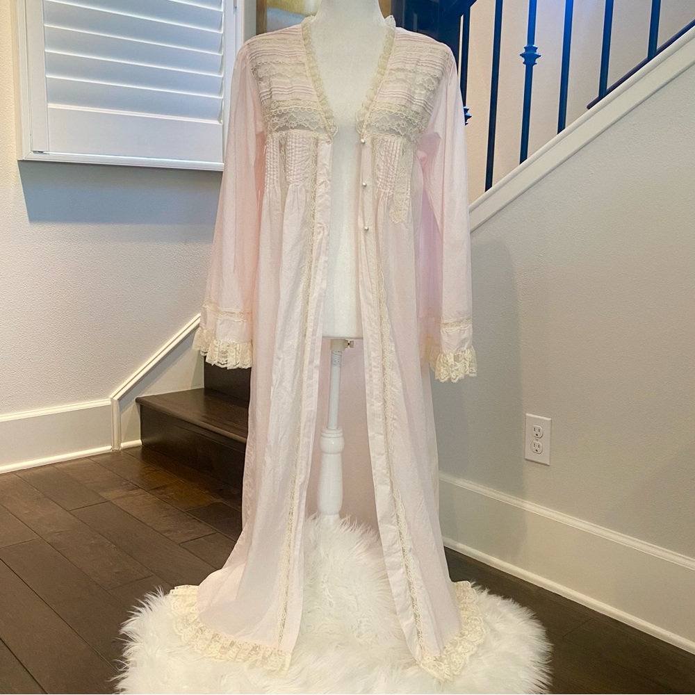 🌺SOLD🌺 Victoria’s Secret GOLD LABEL 90s Pink Prairie Maxi Gown Robe Renn Dress - Picture 6 of 9